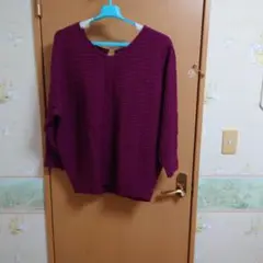 3L　ニット　セーター　トップス　ワインレッド