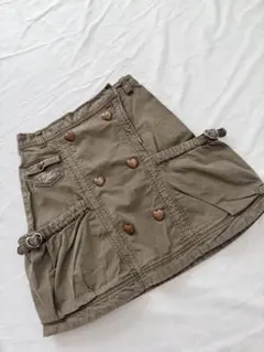 平成レトロ　メゾピアノ カーキスカート ハートボタン付き