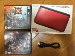 【美品】充電コードとソフト2本付き！3DS LL レッド×ブラック