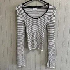 H&M ボーダーリブニット