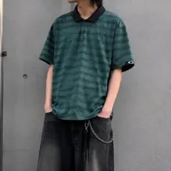 OAKLEY オークリー ボーダー ポロシャツ 　テック系　2XL　緑