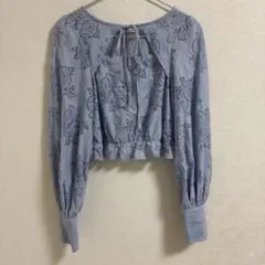 花柄レース 長袖ブラウス ライトブルー chicoのサムネイル