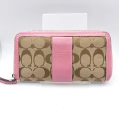 コーチ　長財布　財布　ウォレット　シグネチャー　ピンク