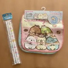 【新品】すみっこぐらし　ミニタオル３枚　鉛筆３本（2B） まとめ売り
