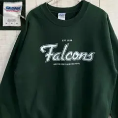 ギルダン　古着　長袖　スウェット 裏起毛　プリント　アメカジ グリーン