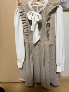 evelyn チェック柄ワンピース ベージュ