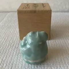 TS74 石田来之助作 青瓷申 香合 茶道具 干支 申年 香道具 清水焼 京焼