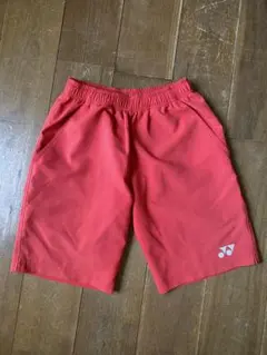 レッド ハーフパンツ ウエストゴム ポケット付き　ヨネックス