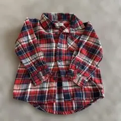 キッズ　ベビー服　子ども　チェック柄長袖シャツ 90㎝　即発送　赤　ネイビー