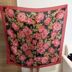 【ウール100%】Monique Valery 大判スカーフ 花柄 日本製 薔薇のサムネイル