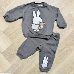H&Mミッフィー冬♡裏起毛トレーナー＆スウェットパンツmiffyセットアップ80