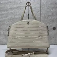 クロコ型押し 2WAY ショルダーバッグ ホワイト