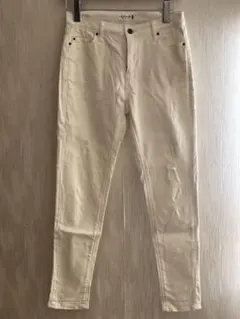 LOWRYS FARM 白デニムパンツS【ダメージ加工】