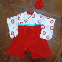 ベビー和装ロンパース・袴ロンパース　ヘアバンド付