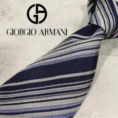 ★GIORGIO ARMANI ★ ネクタイ ストライプ柄 ブルー系 シルク