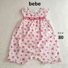 bebe ベベ 半袖　ロンパース　つなぎ　お花柄　80のサムネイル