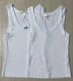 H&M タグ付き新品 白タンクトップ 2枚セット シンプルインナーのサムネイル