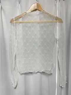axes femme シアーカットソー ホワイト リボン柄