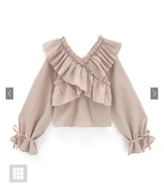 GRL ドビーストライプ柄クロスフリルリボンブラウス fo1942