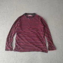ボーダー ロングスリーブTシャツ レッド×ネイビーL g