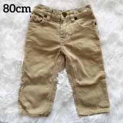 【美品】ポロ ラルフローレン コーデュロイ パンツ 80 ベージュ 牛革ロゴ