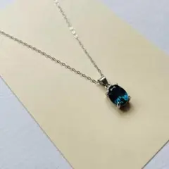 宝石質　ロンドンブルートパーズ　オーバル　ネックレス　シルバー925 スライド