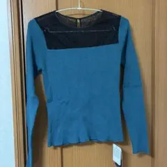秋冬レース切り替え 長袖ニット