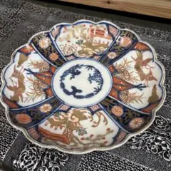 古伊万里 金欄色絵 献上 桃手紋 膾皿 角富 5客 九谷・輪島塗・李朝