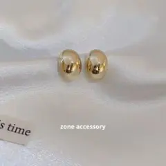 ぽってりピアス　ゴールド　オーバルピアス　シンプル　大人かわいい　あずきビーンズ