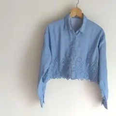 earth music&ecology 水色　ブラウス　シャツ