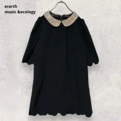 アースミュージック&エコロジー ワンピース レオパード S 黒 五分袖 3661