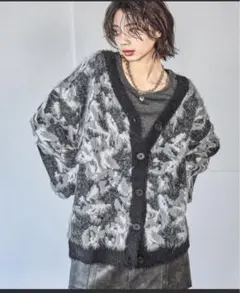 PAGEBOY ページボーイ　アートフラワーシャギーカーディガン