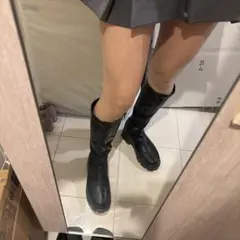 ブラック ロングブーツ 合成皮革