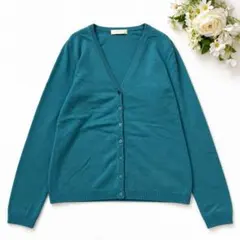 ユニクロ カシミヤ100％ Vネックカーディガン M ターコイズブルー