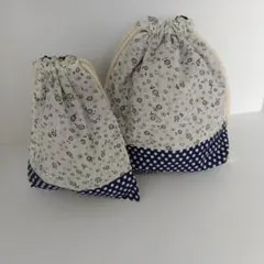 ハンドメイド　花柄　巾着袋　お弁当袋　給食袋　入園　入学