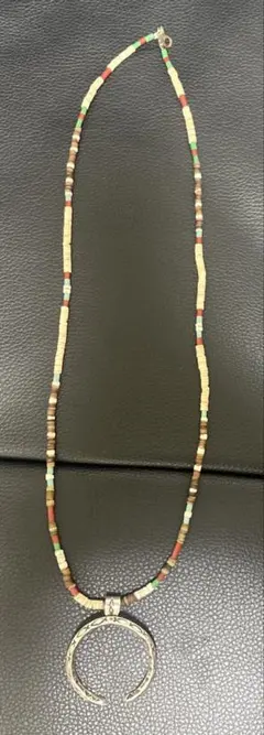 ビーズ シルバー オープンリング ネックレス インディアンジュエリー