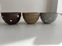 陶器 飯碗 3個セット ブラウン ゴールド グレー