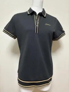 Titleistタイトリスト／半袖ポロシャツ／サイズL／黒×ゴールド／レディース