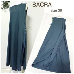 SACRA コットンリネン ノースリーブワンピース 38 ブラウン サクラ