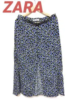 ZARA☆フローラルプリントスカート ミディ丈 Lサイズ