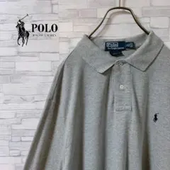【おじコーデに】ポロラルフローレン 長袖ポロシャツ グレー ビッグシルエット