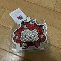 サンリオコラボ　ミャクミャク　キラキラレザーキーホルダー　ポチャッコ