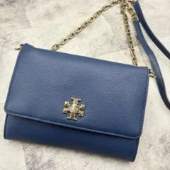 ✨美品✨トリーバーチ　ショルダーバッグ　2way キラ　チェーン　レザー　ブルー
