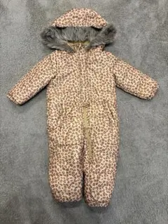 ヒョウ柄ファー付きフードスキーウェア 95cm