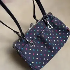 アヤノコウジ　TAWARA型　がま口　ショルダーバッグ　ボストン　帆布　ドット柄