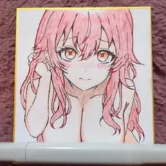 手描き　イラスト　オリジナルキャラクター　アナログ　色紙