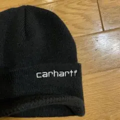 ニットキャップ　カーハート【carhartt】、USA製、ツバ付き、黒