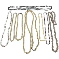 ◎1179-パール　ビーズネックレス　8点セット