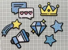 デコうちわ パーツ 7点セット 青 水色