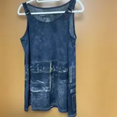 ダークブルー ノースリーブ チュニックワンピース